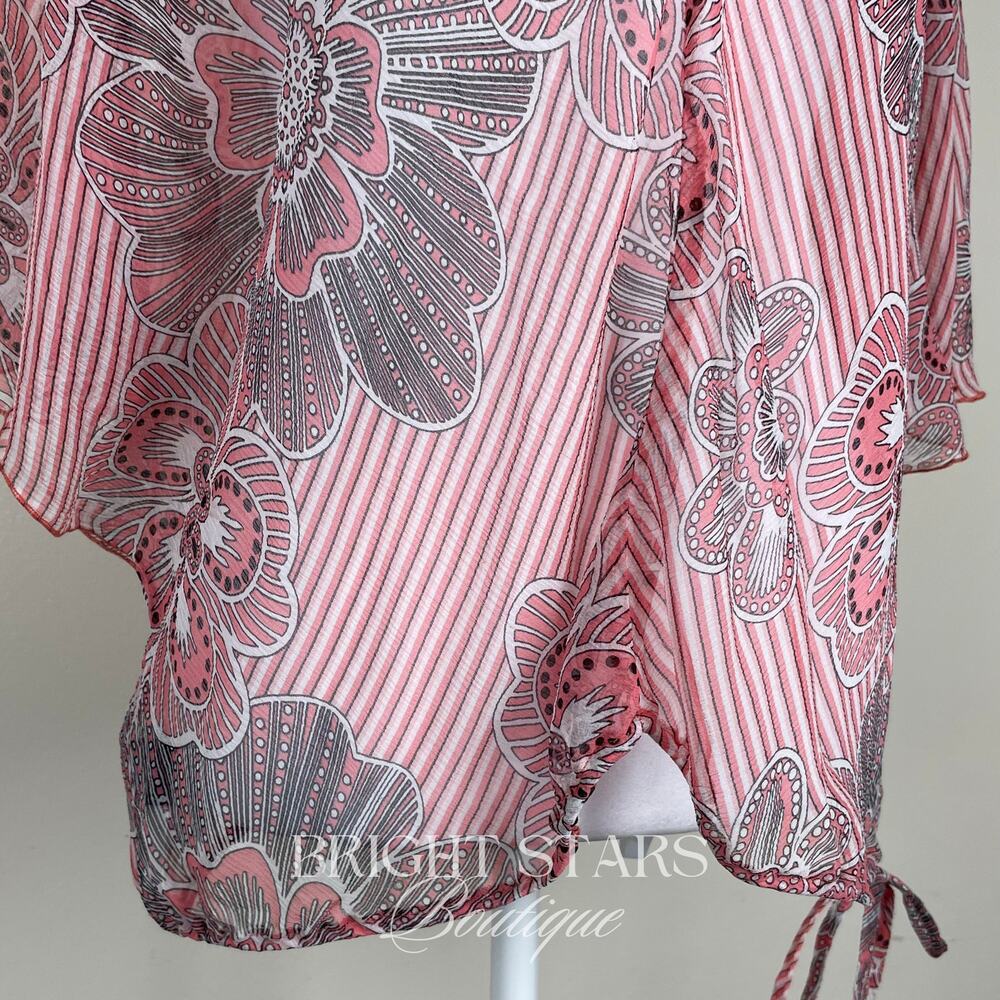 Rare Pink Silk Floral Top ALT ASO Lorelai Gilmore Girls Patterned V-Neck Y2K VTG - Picture 12 of 15